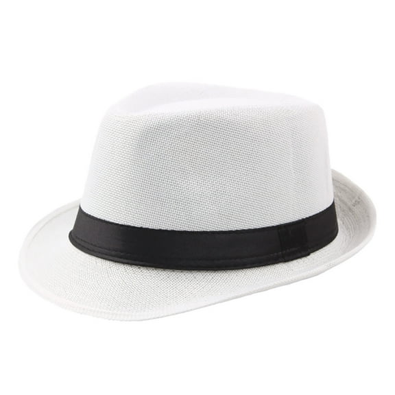 Jazz Hat Men's Breathable Linen Top Hat Outdoor Sun Hat CurlyStraw Hat