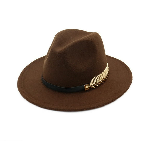 Jazz Hat Unisex Comfortable Breathable Big Brim Leaf Belt Decor Decorative Gentlemen British Style Royal Derby Hat Headwear