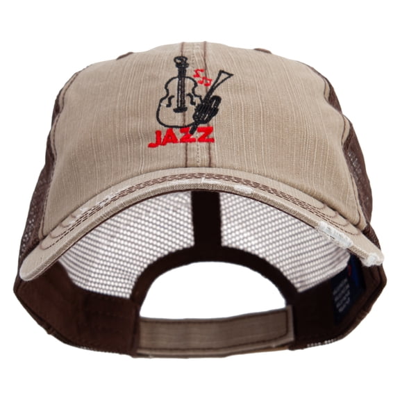 Jazz Instruments Embroidered Low Profile Special Cotton Mesh Cap - Khaki Brown OSFM