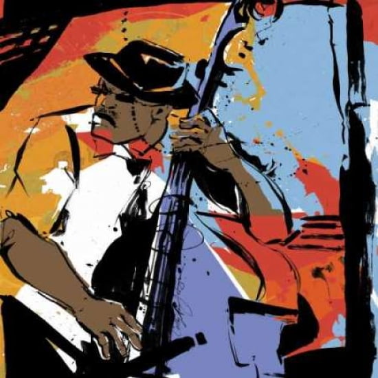 Jazz Man Canvas Art - Cathy Johnson (24 x 24)