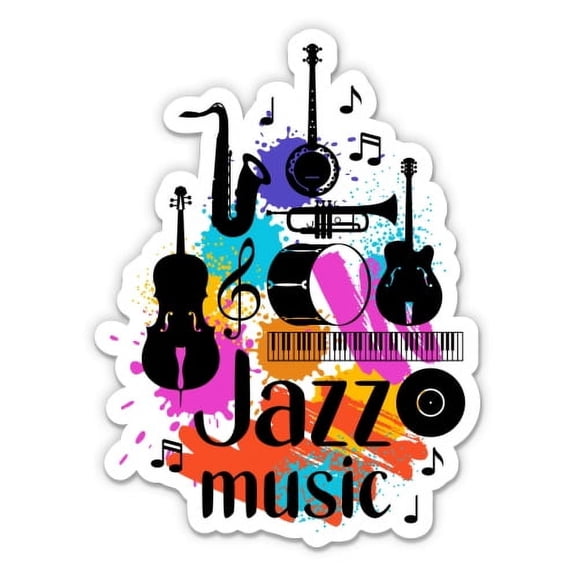 Jazz Music - 3" Vinyl Sticker - For Car Laptop Water Bottle Phone - Waterproof Decal