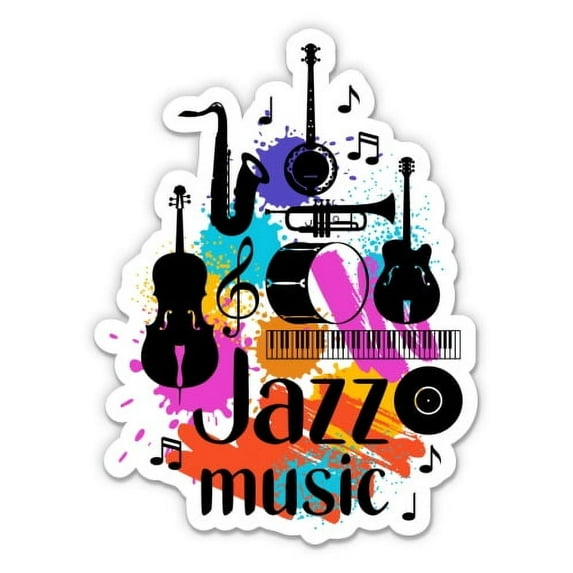 Jazz Music - 3" Vinyl Sticker - For Car Laptop Water Bottle Phone - Waterproof Decal