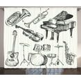 thumbnail image 1 of Ambesonne Beige Black Curtains 2 Panel Set, Musical Instruments, 108" x 84", Beige Black, 1 of 3
