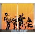 thumbnail image 1 of Ambesonne Yellow Black Curtains 2 Panel Set, Jazz Quartet Stage, 108" x 90", Mustard Black, 1 of 3