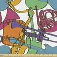 thumbnail image 1 of Ambesonne Jazz Music Fabric by the Yard Upholstery, Abstract Retro Party, 3 Yards, Multicolor, 1 of 4