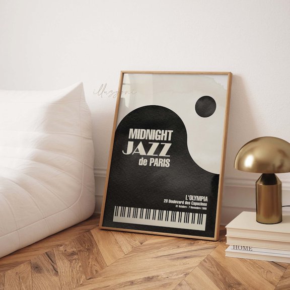 Jazz Music Festival Vintage Retro Piano Abstract Poster 8x12 UNFRAMDE