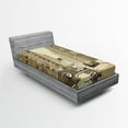 thumbnail image 1 of Jazz Music Fitted Sheet, Illustration of a Guitarist in an Old Street of New York Buildings Music Cityscape, Soft Decorative Fabric Bedding, Twin XL Size, Beige, by Ambesonne, 1 of 2