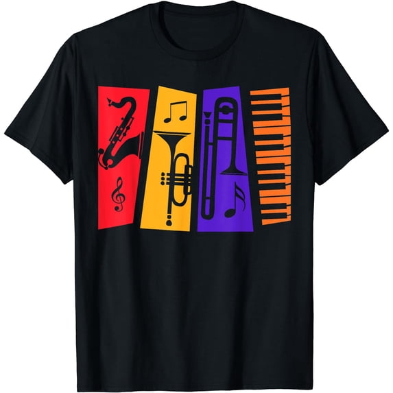 Jazz Music Instruments for Jazz Lovers T-Shirt Black Large