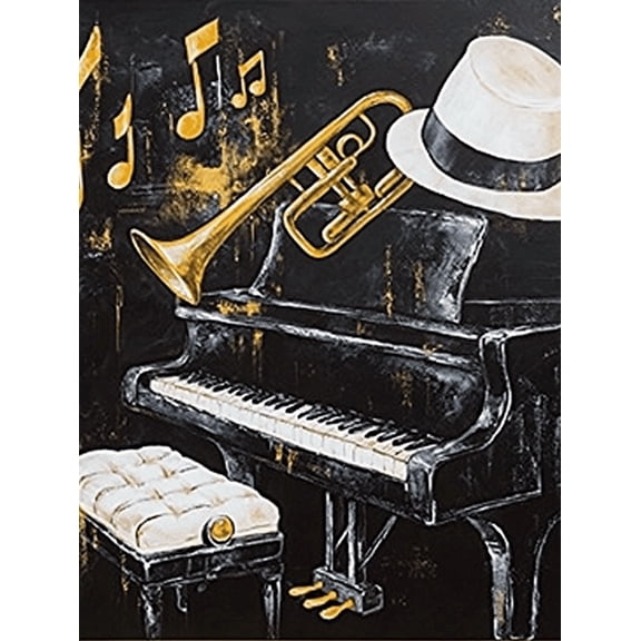 Jazz Music Piano and Trumpet Decorative Painting/Canvas Art Suitable for Decorating Living Room Bedroom Study Room Office Dining Room Bar Music Studio and Art Gallery.