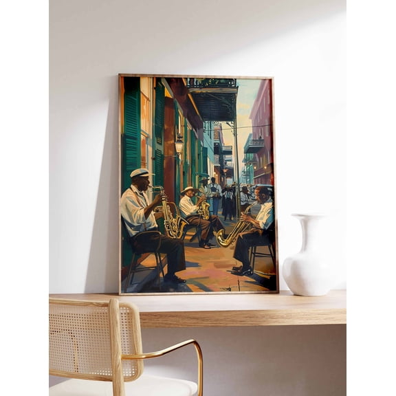 Jazz Music Retro Musician Black Art Lover, Unframed Paper Poster 8x10in