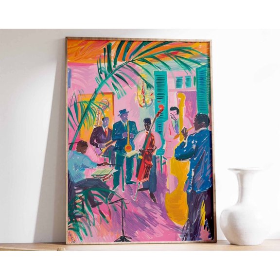 Jazz Music Retro Wall Art Print, Unframed Paper Poster 24x36in