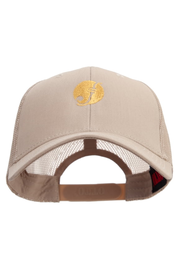 Jazz Music Show Icon Embroidered Solid Cotton Twill Low Profile Nylon Mesh Back Cap - Khaki OSFM