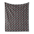 thumbnail image 1 of Jazz Music Soft Flannel Fleece Blanket, Music Notes Treble Clef Saxophone Pattern Abstract Design Blues Performance, Cozy Plush for Indoor and Outdoor Use, 60" x 80", Grey Black Red, by Ambesonne, 1 of 5
