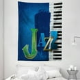 thumbnail image 1 of Jazz Music Tapestry, Abstract Cracked Jazz Music Background with Piano Keys Music Themed Print, Wall Hanging for Bedroom Living Room Dorm Decor, 60W X 80L Inches, Navy Green White, by Ambesonne, 1 of 5
