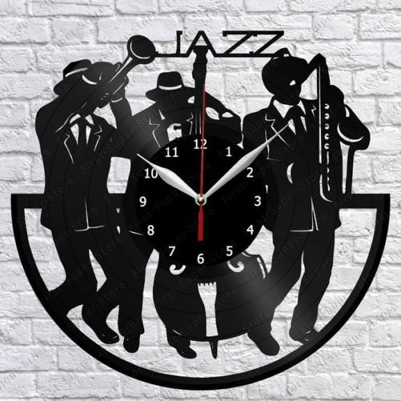 Jazz Music Vinyl Record Wall Clock Fan Art Home Decor 12" 30cm