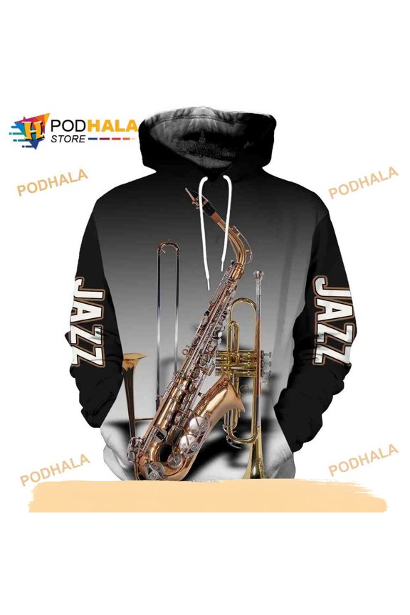 Jazz Musical Instruments Aop All Over Printed Unisex 3D Hoodie T-Shirt