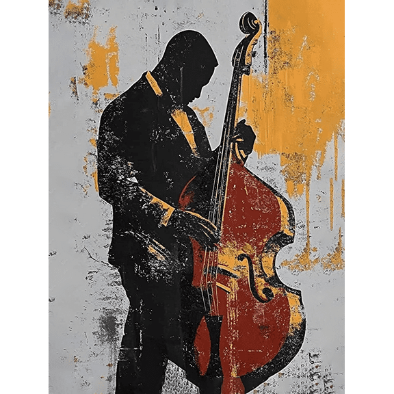 Jazz Musician Double Bass Canvas Wall Art Suitable for Living Room Bedroom Office Studio and Music Room Decoration.