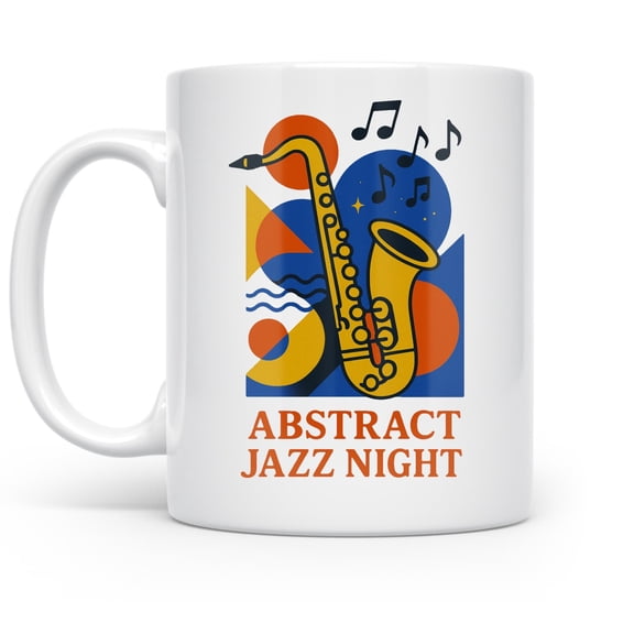 Jazz Night Neon Saxophone Art - Music Lover - 11 oz Ceramic Coffee Mug