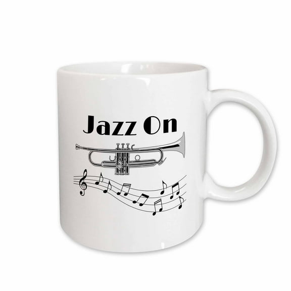 3drose, Jazz on Musical Design with Music Notes for Any Musician or Trumpet, 11oz Mug