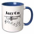 thumbnail image 1 of 3drose, Jazz on Musical Design with Music Notes for Any Musician or Trumpet, 15oz Two-tone Blue Mug, 1 of 6