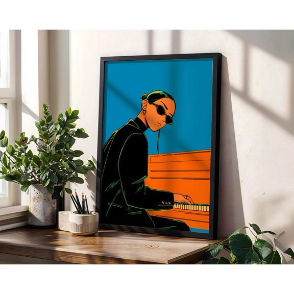 Jazz Piano Retro Manga Anime Style Poster 8x12 UNFRAMED