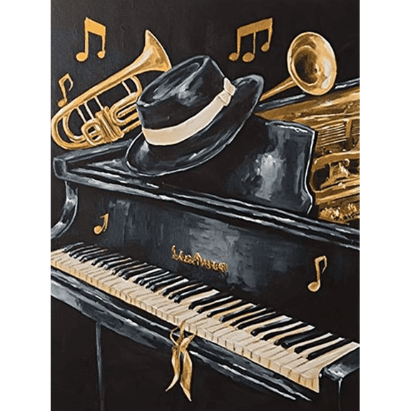 Jazz Piano and Trumpet Decorative Painting/Canvas Art Suitable for Living Room Bedroom Music Room Office Bar Restaurant Hotel Cafe Decoration and Music Lover's Collection.