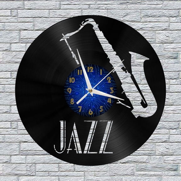 Jazz Playing 3 12 Inch Vinyl Record Wall Clock - Silent, Creative, and Unique Clock for Living Room, Entryway, or Bedroom Decor - Perfect Gift Idea(12 inchs B without LED)