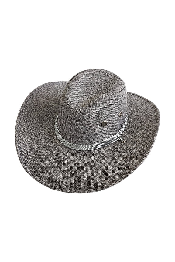 Jazz and Riding Hat Classic Flat Top Panama Hat Adjustable Unisex Rodeo Church Cap with Band Rancher Hat and Male Riding Caps Roll-Up Wide Brim Sun Shield Hats for Travel and Running WorkoutsGrey