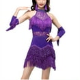 thumbnail image 1 of Jazz Salsa Latin Cha Cha Rhythm Dance Troupe Lessons Competition Party Dress Purple, 1 of 2