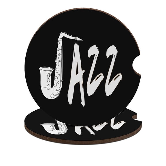 Jazz Saxophone Car Coasters for Drinks with A Finger Notch for Easy Removal Cup Holder Coaster Cup Mat Car Interior Accessories 2PCS