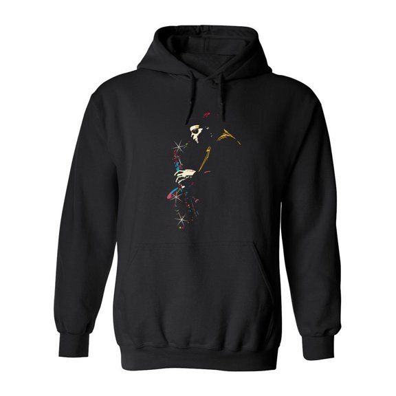 Jazz Saxophone Player Hoodie Men -SPIdeals Designs, Male Medium