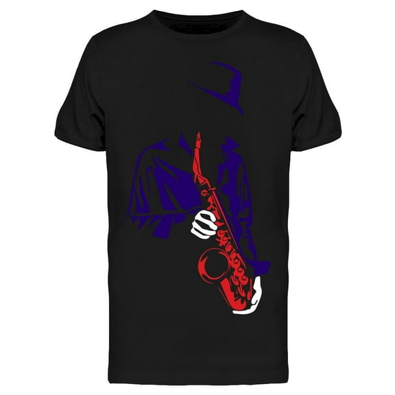 Jazz Saxophone Player Shadow T-Shirt Men -Image by Shutterstock, Male Medium