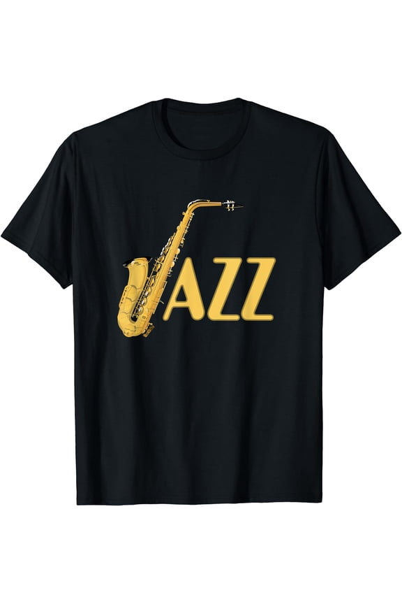 Jazz Saxophone T-Shirt - Music Lovers Sax Player Shirt Black X-Large