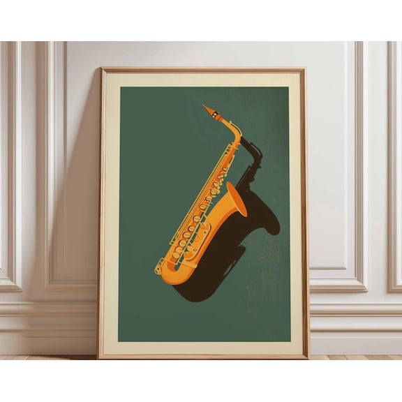 Jazz Saxophone Wall Art Print, Unframed Paper Poster 8x10in