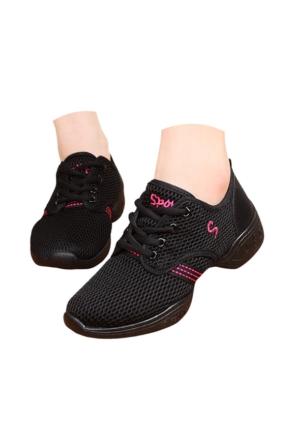Jazz Shoes for Women Breathable Comfortable Mesh Modern Dance Sneakers Air Cushion Athletic Walking Shoes