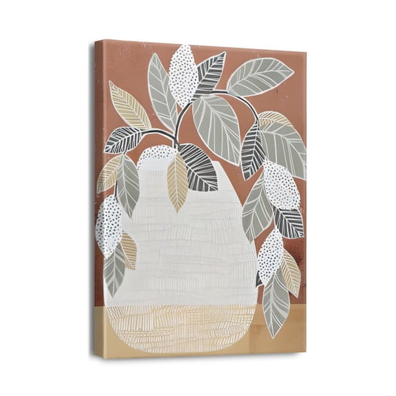 Jazz Up Your Home with Abstract Leaves Modern Canvas Wall Art - Perfect for Living Room, Bedroom, Kitchen, Office Wall Decorations, 12X16 inches
