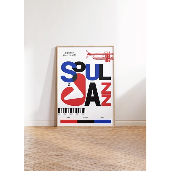 Jazz and Soul Music Fine Art Print – Abstract Retro Wall Poster, Vintage Music Home Decor