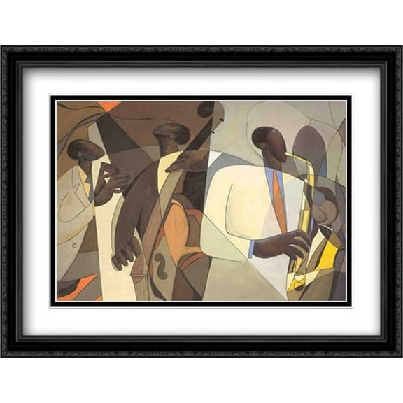 Jazz at Takoma Station 2x Matted 34x26 Large Black Ornate Framed Art Print by Joseph Holston