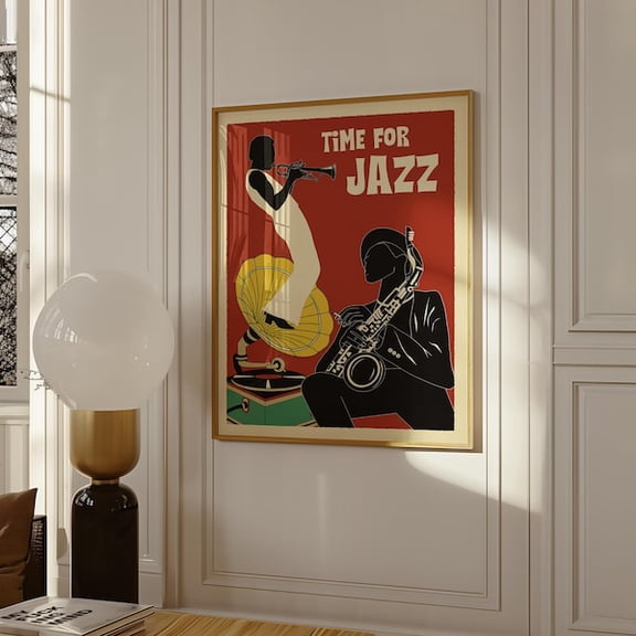 Jazz poster retro wall art vintage poster music 70s Wall art saxophone art deco dad Home decor trumpet affiche murale, Unframed Paper Poster 11x14in