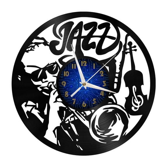 Jazz solo Vinyl Record Wall Clock for Kitchen Wall Decor Wall Art Gift for Lover Gift Idea for a Best Friend(B)