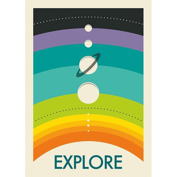 Jazzberry Blue - Rainbow Solar System Print Wall Art, Modern Wall Decor For Living Room Bedroom, 8x12 UNFRAMED