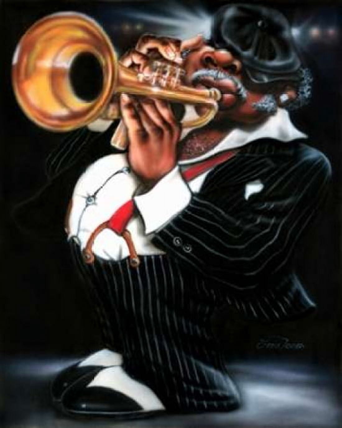 Jazzman Papa Joe Canvas Art - Leonard Jones (24 x 30)