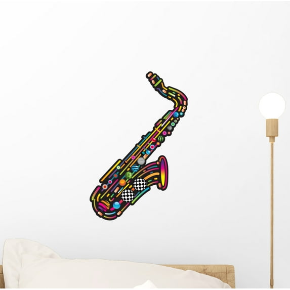 Jazzy Colorful Music with Wall Decal Wallmonkeys Peel and Stick Graphic (12 in H x 9 in W) WM502707