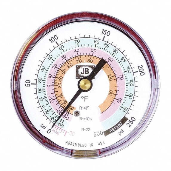 Jb Industries Gauge,Red LED,For R-22, R-404A, R-410A