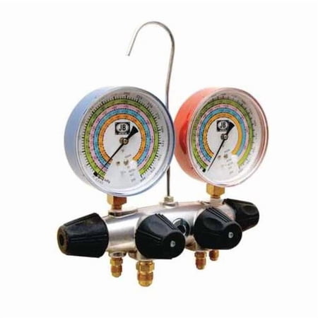 Jb Industries Manifold Gauge, 4-Valve 25708
