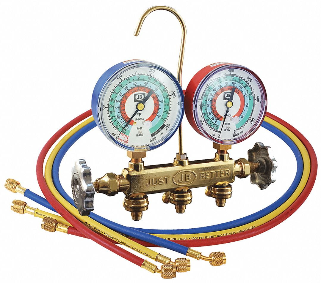 Jb Industries Mechanical Manifold Gauge Set,3 Valves 22733