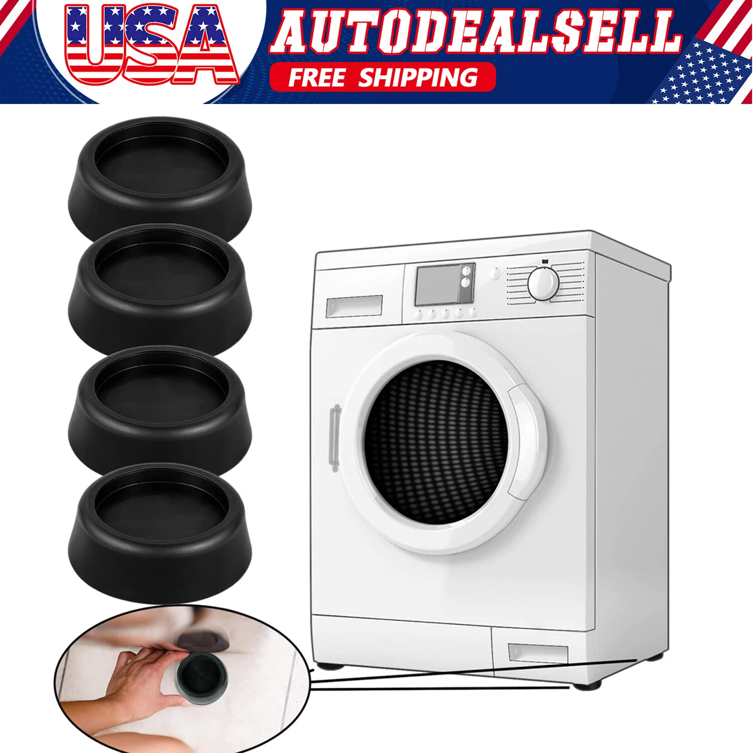 Jb6368 Washing Machine Rubber Feet Pads For Laundry Washer & Dryer Noise Reduce