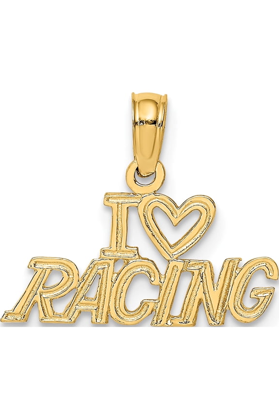 14K Yellow Gold I Heart Racing Charm