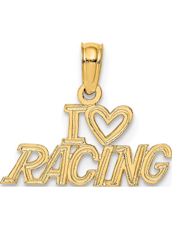 14K Yellow Gold I Heart Racing Charm