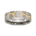 thumbnail image 1 of JbSP- Titanium Grooved Yellow IP-plated Ladies 6mm Brushed Band, 1 of 6